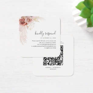 Cartes De Visite Boîtier Mariage de code QR Pampas Grass RSVP