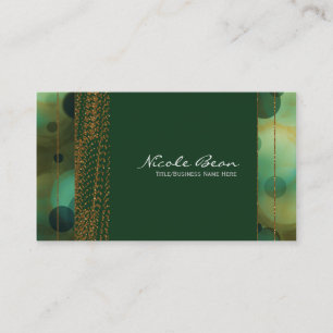 Cartes de visite Bokeh Glam Green & Gold Chic