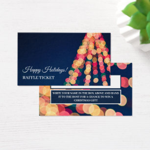 Cartes De Visite Bokeh Tree Lights, billet de Noël Raffle