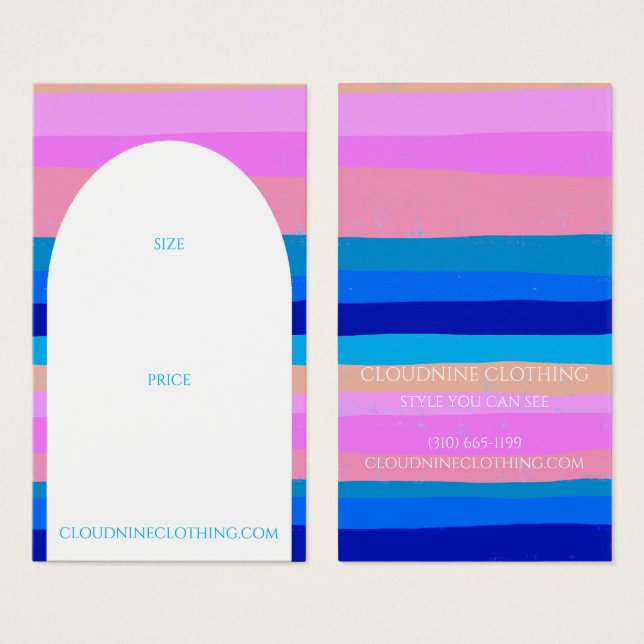 Cartes De Visite Bold Stripes Arch Clothing Size Price Hang Tag (Devant & derrière)