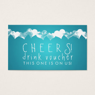 Cartes De Visite Bon à boire Grunge Hearts Turquoise