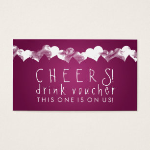 Cartes De Visite Bon de boisson Coeurs Grunge Berry rose