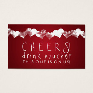 Cartes De Visite Bon de boisson Coeurs Grunge Rouge