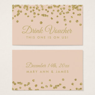 Cartes De Visite Bon de boisson Gold Faux Parties scintillant Confe