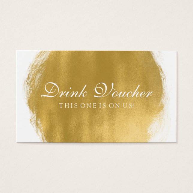 Cartes De Visite Bon de boisson mariage Gold Paint Look (Devant)