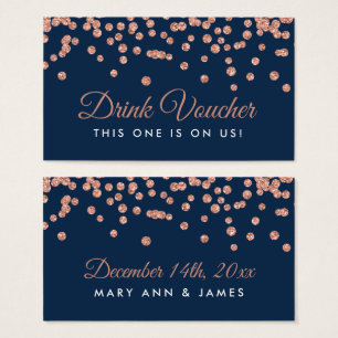 Cartes De Visite Bon de boisson Rose Gold Faux Parties scintillant