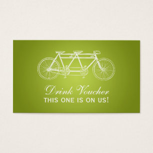 Cartes De Visite Bon de boisson simple Tandem Vélo Lime Vert