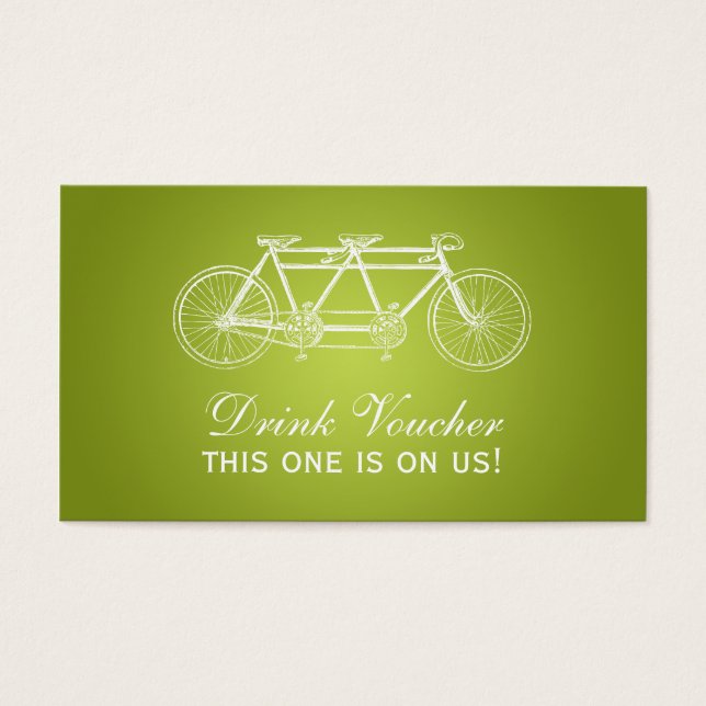 Cartes De Visite Bon de boisson simple Tandem Vélo Lime Vert (Devant)