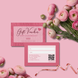 Cartes De Visite Bon de la Saint-Valentin Sweet Pink