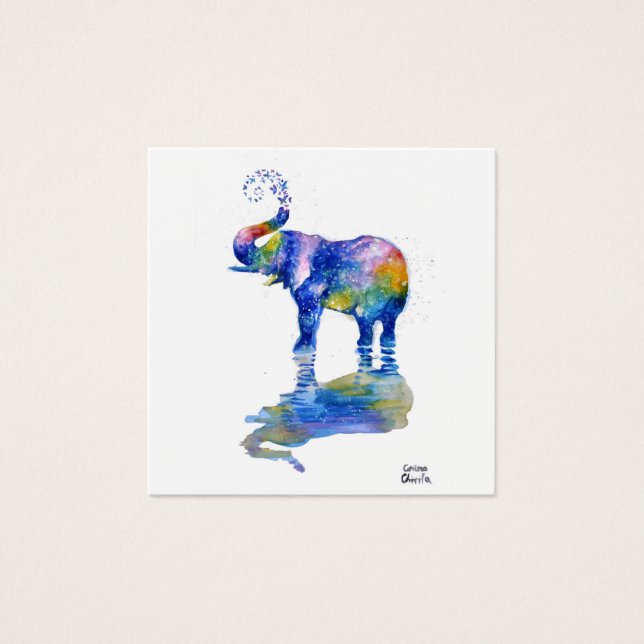 Cartes De Visite Bonne aquarelle d'éléphant (Devant)