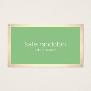 Cartes De Visite Bordure d'or vert Lime moderne simple