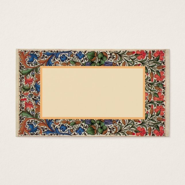 Cartes De Visite Bordure médiévale de fleurs mille fleurs (Devant)