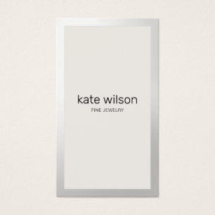 Cartes De Visite Bordure simple beige taupe Argent