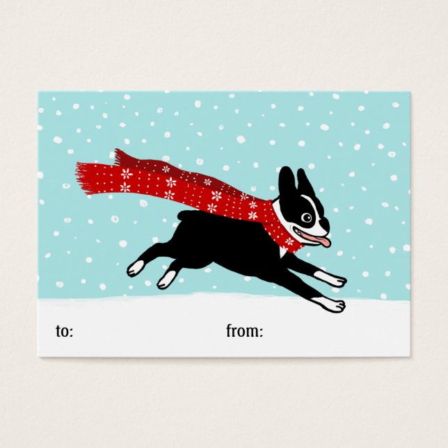 Cartes De Visite Boston Terrier porter Red Scarf Holiday étiquettes (Devant)