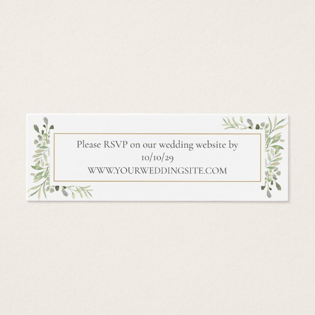 Cartes De Visite Botanique Verdure Aquarelle Site Mariage RSVP (Devant)