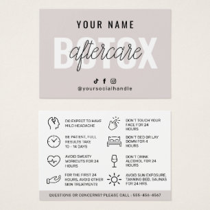 Cartes De Visite Botox Aftercare Instruction Card Template 