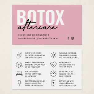 Cartes De Visite Botox Filler Injection Aftercare Instruction Card