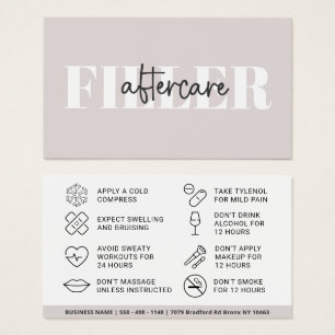 Cartes De Visite Botox Filler Injection Aftercare Instruction Card
