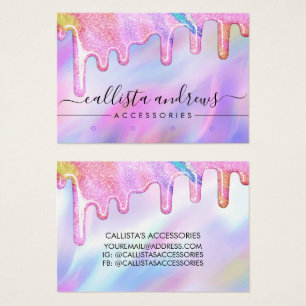Cartes De Visite Boucle d'oreille basse Unicorn Holographic Glitter