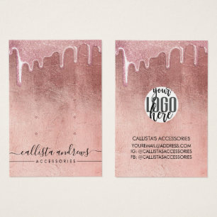 Cartes De Visite Boucle d'oreille Logo Gouttes de Paillettes Épaiss