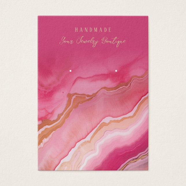 Cartes De Visite Boucles d'oreille Pink Or Agate Bijoux Display Car (Devant)