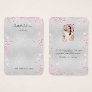 Cartes De Visite Boucles d'oreilles en argent rose parties scintill