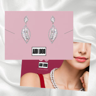 Cartes De Visite Boucles d'oreilles en collier rose Afficher Bijoux