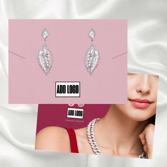 Cartes De Visite Boucles d'oreilles en collier rose Afficher Bijoux (Créateur téléchargé)