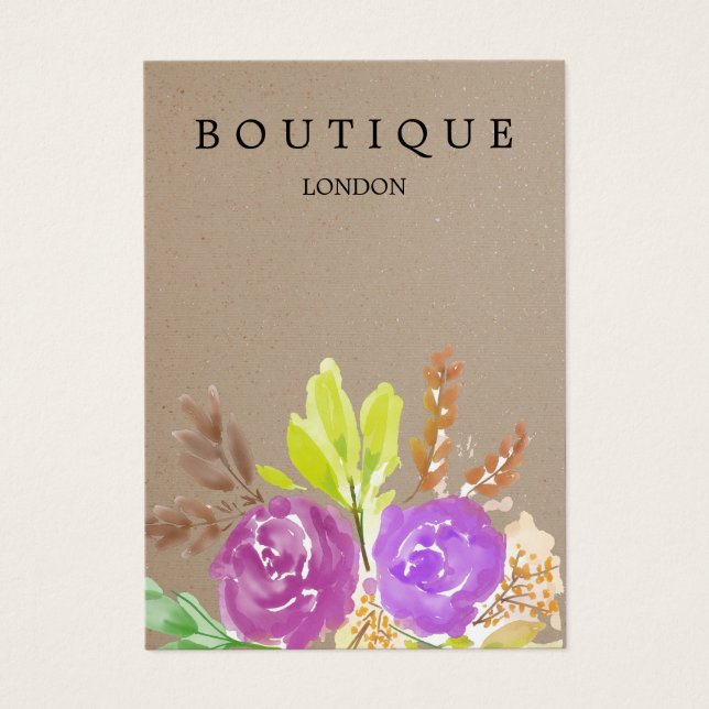 Cartes De Visite Boucles d'oreilles en Kraft Floral Aquarelle (Devant)