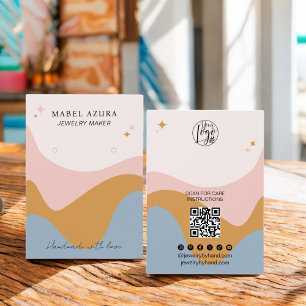 Cartes De Visite Bouho bleu moutarde Bijouterie fabricant Qr logo o