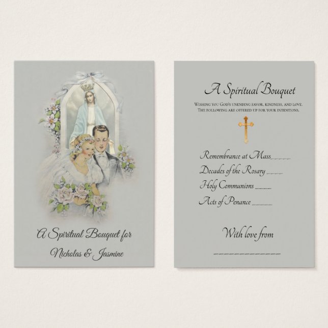Cartes De Visite Bouquet spirituel Mariage de mariée et de chambre  (Devant & derrière)