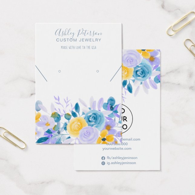 Cartes De Visite Bouteille de bijoux en lavande fleurie (Bureau)