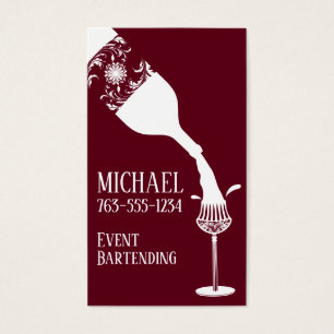 Cartes De Visite bouteille de vin de versement décorative en