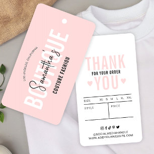 Cartes De Visite Boutique Vêtements Moderne Rose Bleu Prix Hang Tag