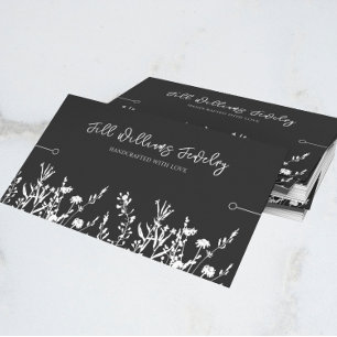 Cartes De Visite Bracelet Display Card • Monochrome Wildflowers 