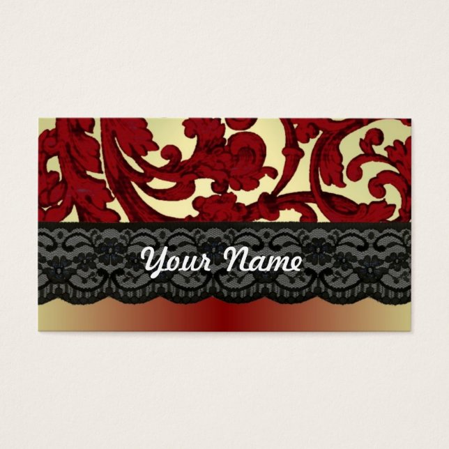 Cartes De Visite Brick rouge & or damas (Devant)