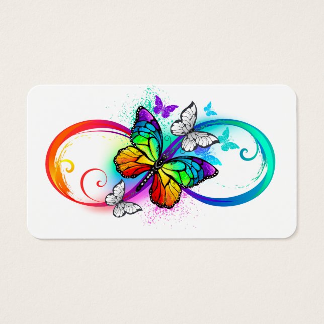 Cartes De Visite Bright infinity with rainbow butterfly (Devant)