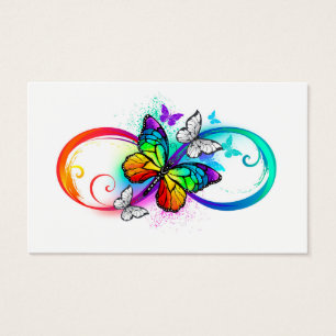 Cartes De Visite Bright infinity with rainbow butterfly