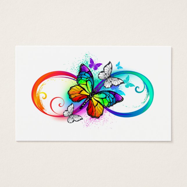 Cartes De Visite Bright infinity with rainbow butterfly (Devant)
