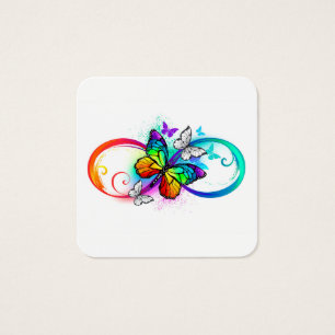 Cartes De Visite Bright infinity with rainbow butterfly