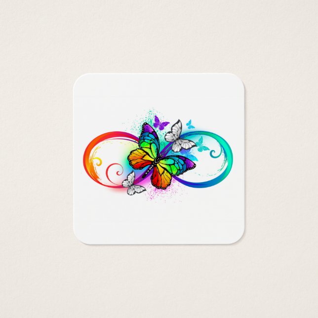 Cartes De Visite Bright infinity with rainbow butterfly (Devant)