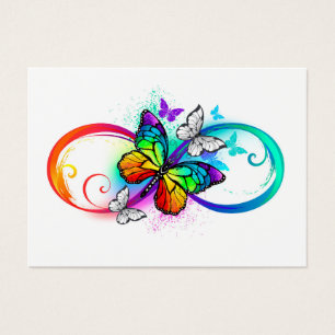 Cartes De Visite Bright infinity with rainbow butterfly