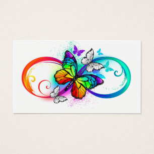 Cartes De Visite Bright infinity with rainbow butterfly