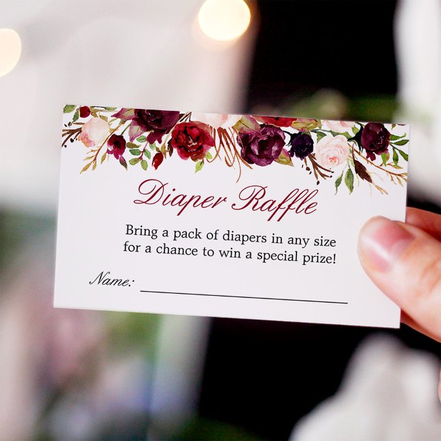 Cartes De Visite Brochure de Baby shower Floral Rouge Bourgogne (Créateur téléchargé)