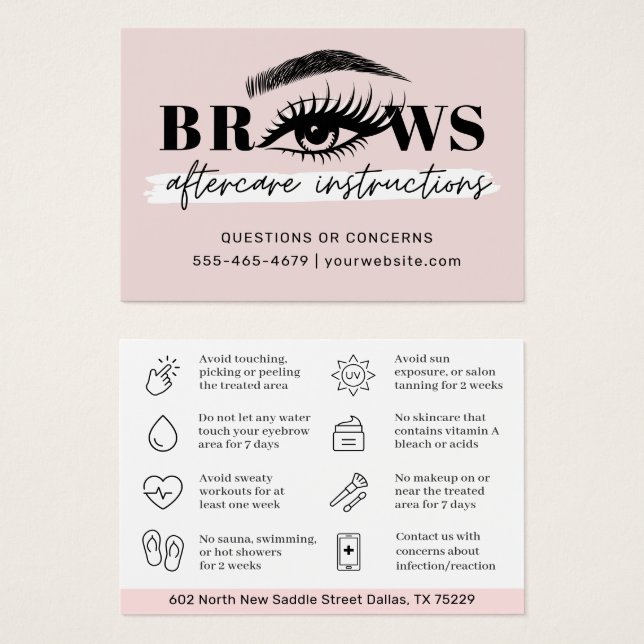 Cartes De Visite Brosses modernes - Fiche d'instructions sur le sou (Devant & derrière)