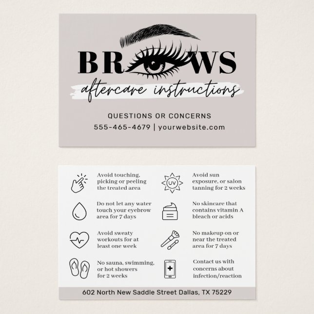 Cartes De Visite Brosses modernes - Fiche d'instructions sur le sou (Devant & derrière)