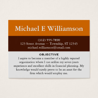 Cartes de visite Brown de reprise orange 