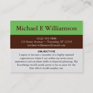 Cartes de visite Brown de RÉSUMÉ de vert de rayu