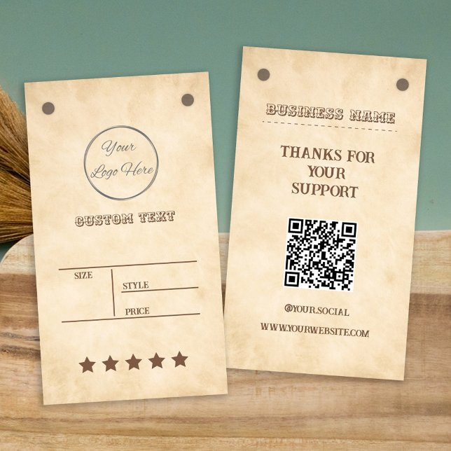 Cartes De Visite Brun occidental avec logo étiquette de prix du pro (Créateur téléchargé)