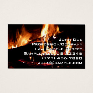 Cartes De Visite Bûches dans la cheminée Photographie de feu chaud